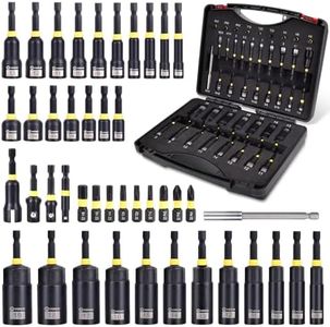 VIGRUE 43PCS Nut Driver Set for Impact Drill, Magnetic and Deep Nut Drivers, Metric & SAE Nut Drivers, Wing Nut Driver, Bit Extension, 1/4 Quick Change and Phillips Torx Hex Screwdriver Bit