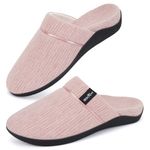 ERGOfoot Womens Orthopedic Slippers Slip-On House Slippers with Arch Support, Cozy Lightweight Scuff Slippers indoor and outdoor with Non-Slip Rubber Sole, Pink 39