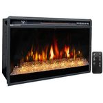 Oxhark Flame 26 Inches Electric Fireplace Inserts, Recessed Fireplace Electric with Remote Control, Crystal, Overheating Protection and Timer, 1500W Black