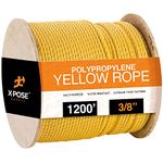 1200 ft Twisted Polypropylene Rope - 3/8" - Yellow Floating Poly Pro Cord - Resistant to Oil, Moisture, Rot, Mold, Marine Growth and Chemicals - Reduced Slip, Easy Knot, Flexible - by Xpose Safety