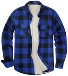 COOFANDY Mens Lined Flannel Jacket Fleece Lined Shacket Plaid Coat for Winter Blue/Black X-Large