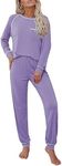 Ekouaer Pajamas Set for Women Soft Comfy Pjs Sets Long Sleeve Sleepwear Loungewear S-XXL Lilac