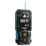 MiLESEEY S50 Green Laser Distance Meter – 400ft Measurement Tool with Level, ±1/16" Accuracy, Ft/in 8 Units, Pythagorean/Area/Volume, P2P, 2.4" Backlit Display, IP54 for Construction, Home