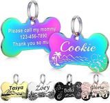 GISUREY Dog Tags Stainless Steel Pet Tags Personalized Double-Sided Engraved Dog and Cat Tags Custom Pet Name ID Tag, Various Design Options (Bone)