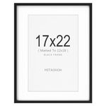 MITAOHOH 17x22 Picture Frame, 12x18 with Mat or 17x22 Without Mat, Minimalist Style Photo Frame with Plexiglass Cover for Wall Mounting Display, Black