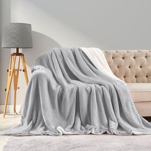 DAWNTREES Sherpa Plush Blanket 150x200cm, Thick Warm Blanket, Flannel Double-Sided Velvet Plush Blanket, Soft Fluffy Blanket for All Seasons Gray