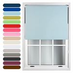 FURNISHED Roller Blinds Thermal Blackout Roller Blind - Trimmable Insulated UV Protection Child Safe Easy Fit Home Office Window Blinds, Duck Egg Blue, 90W x 165H cm