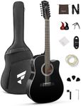 Fesley 12 String Guitar: 42" Full Size Acoustic Electric Guitars for Beginners Adults, Spruce Top Guitarra Acustica, Cutaway Guitar Bundle with Gig Bag, Picks, Strings, Strap, Gloss, Black