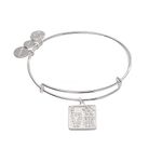 Alex and Ani LOVE Pave Paw Print Charm Bangle Bracelet, Shiny Silver Finish, 2 to 3.5 in, One Size, Silver, no gemstone