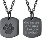 Black Urn Necklaces for Ashes Cremains Jewelry for Men PAPA Family Personalized Pet Paw Print Claw Dog Tag Pendant Stainless Steel Customized Inscription Engraved Keepsake Memorial Jewellery