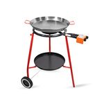 Machika Andreu Set Pan Set with 18-inch Carbon Steel Pan | 8 in 16 in Double Ring Paella Burner and Stand Set (34 in) | Grill Set Perfect for Gastronomic Events, Caterings, Camping | 12 Servings |