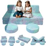 MeMoreCool Kids Play Sofa Bed, Glow Sofa Modular Toddler Armchair Couch Bed for Bedroom Playroom, 8-Piece Fold Out Couch Play Set, Creative Baby Couch Children Convertible Sofa Chair