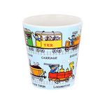 Tyrrell Katz Kids Trains Printed Beaker in Blue - Dishwasher Safe Children’s Drinking Cup Everyday Melamine Tableware - 8 x 7 cm