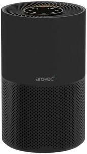 AROVEC Air Purifier True HEPA & Active Carbon Filter, 53m2, Air Cleaner for Home, Bedroom, Removes 99.97% Airborne Contaminants, Germs, Smoke, Dust, Pollen, Odours, Quiet Sleep Mode, Black