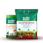 BloomBuddy Organic Growth Booster 1kg & Soil Potting Mixture 5kg - Premium Plant Nutrition and Soil Mix for Home Garden