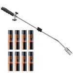 Hardys Gas Weed Burner + 8 Butane Gas Refill - Auto-Ignition, Pet Friendly Weed Burner | Cordless, Precision Flame Thrower Wand - Lightweight, 80cm