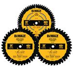 DEWALT Pack of 10 in Saw Blades - 60T & 2 X 40T Saw Blades, for Miter Saws and Table Saws, 3 Blades Total (DWA110CMB3)