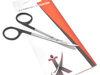 Super-Cut IRIS Micro Scissors 4.5" Curved with Single Serrated Blade, Black Rings, Stainless Steel