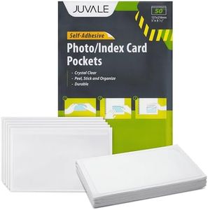 50-Pack Clear Adhesive Pockets Sleeves 5x8 for Index Card and Planners, Bulk Top Load Plastic Label Holder Protector for Photos, Note Cards, Office Supplies, Small Business