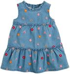 Mud Pie Girls Rainbow Flower Emb Dress, Rainbow Flower, 2 Years