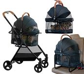 Pet Gear 3-in-1 Travel System, View 360 Stroller Converts to Carrier and Booster Seat with Easy Click N Go Technology, for Small Dogs & Cats, 4 Colors, New Jet Black