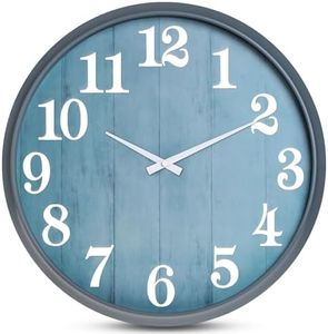 eYotto 18inch Garden Clock Outdoor Waterproof, 46cm Silent Oversized Indoor Large Wall Clock, Battery Operated for Patio Pool Living Room Office Decorative(Morden), Light Blue, 20587B1