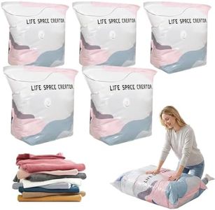 No-Pump Vacuum Storage Bags, 2026 Upgraded Cube Compression Space Saver Bags,Large Storage Compression Bags No-Pump 3D Vacuum Storage Bags for Clothes, Comforters, Blankets (M(27.6" × 19.7")-5 PCS)