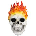 Applysu Halloween Ghost Rider Skeleton Mask Flame Skull Mask Scary Demon Full Head Latex Mask Helmet for Adult Masque Carnival Party Cosplay Props