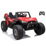 Kids Republic Off-Road Dune Buggy UTV with 2+1 Seating Position, 2-Seater 24V Electric Ride-On Vehicle for Kids with Remote Control, Music, Multiple Speeds, Spring Suspension, and LED (High Speed Red)