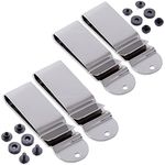 Universal Metal Belt Clips - (Fits 1.75 inch Belts) - (Polished) - (w/Hardware) - (4 Pack) - Replacement Steel Clip Attachment Holder for Holsters, Sheaths, Phone Cases