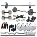 HASHTAG FITNESS Alloy Steel Adjustable Dumbbell Set For Home Gym Fitness Equipment 10kg to 100kg (40KG) - Silver