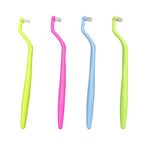 Orthodontic Toothbrush Small Tuft Toothbrush Tiny Compact Interspace Brush for Dental Implants, Braces and Teeth Detail Cleaning, 4 Pieces (4 Colors D)