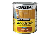 Ronseal QDWSNO750 750 ml Satin Finish Quick Dry Woodstain - Natural Oak