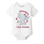 KNITROOT Grandparent Family Special Onesies, Unisex Baby Kids Cotton Lycra Envelope Neck Half Sleeve White Romper, Bodysuit, Sleepsuit, Grandpa's Little Sweetie, 6-9 Months, Infant Cloths