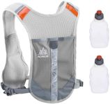 Triwonder Reflective Running Vest Hydration Vest Hydration Pack Backpack for Marathoner Running Race Cycling (Grey - with 2 Water Bottles)