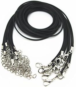 Glory Qin 10pcs 22" Black Leather Necklace Cord Chain 1.5mm 2" Extension Chain