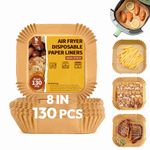 Katbite 8 inch Air Fryer Liners 130pcs, Round Air Fryer Disposable Paper Liners Non-Stick, Unbleached Parchment Paper Liners for 5 to 8 Qt Basket; Frying, Baking, Cooking, Roasting - Easy Cleanup