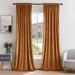 MIULEE Gold Brown Velvet Curtains Thermal Insulated Blackout Curtain Drapes for Bedroom Living Room Darkening 90 Inches Long Curtains Panels Rod Pocket Set of 2