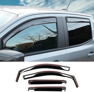 Kingna Visor Rain Guards Compatible with 2023-2026 Chevrolet Colorado GMC Canyon 4PCS Front and Rear in-Channel Window Visors Wind Deflectors Weather Shield for 2025 Chevy Colorado Accessories