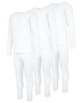 Thermal Underwear Andrew Scott Mens 3 Pack / 6 Piece Set Fleece Lined Base Layer Long Sleeve Long Pant Set (1 & 3 Pack Mix Match Options) (Medium, 3 Sets/6 Piece -White)
