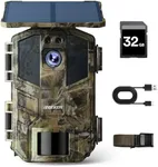 iZEEKER Trail Camera Solar, 4K 48MP Game Cameras with Night Vision Motion Activated IP66 Waterproof, 0.1s Trigger Time, High Capacity Built-in Lithium Battery for Wildlife Watching with 32GB SD Card