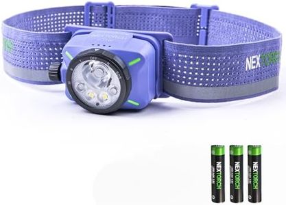 NEXTORCH eStar 1300 Lumens Headlamp Rechargeable, Running LED Headlight Extra Lightweight with Spot & Flood, Red Light, Waterproof Headband for Outdoor Camping Hiking Working, 3*AAA Batteries, Purple