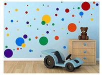 Polka Dots Wall Decals(132 Decals) Easy to Peel&Stick Polka Dots Wall Decals Safe on Walls Paint Removable Primary Colors Vinyl Polka Dot Decor Round Wall Stickers for Classroom Nursery Room Decor (Multicolor)