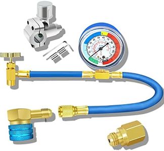 R134A Refrigerator Freon Recharge Hose Kit-R134a AC Refrigerant Charging Guage Hose Set with BPV31 Bullet Piercing Tap Valve and R134a Self-Sealing Adapter, for Home A/C Refrigerant System (Red)