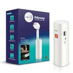 Wipro Odyssey Multifunctional Rechargeable Emergency Light | Dual Mode - Torch & Table Lamp | Portable Light | 3-Step Dimming | 3000 mAh Li-Ion Battery | in-Built Power Bank | White, Pack of 1