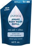 Puracy Body Wash Refill, Natural Body Wash, 98.6% Pure Plant Ingredients, Moisturizing Shower Gel for Women Men Kids, Body Soap for Dry Sensitive Skin Gently Scented with Citrus & Sea Salt, 48 Oz