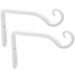 Mkouo 2 Pack Wall Hook Hanging Plant Bracket, Decorative Straight Plant Hanger for Bird Feeders, Planters, Lanterns, Wind Chimes, Indoor Outdoor, White, 15cm