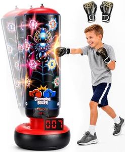 Smart Electronic Punching Bag for Kids,Boxing Set with Scoring,Lights,Music,4 Game Modes-Challenge,Memory,Inflatable Boxing Bag with Gloves,Interactive Gifts Toys for 4-12 Years Old Boys Girls