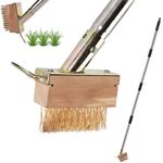 Weed Brush 60" Long Handle, Manual Crevice Weeding Brushes, Crack Weeder, Stainless Steel Moss Remover Puller Tool for Cleaning Patio Block Paving Grout Deck Paver Walkway Driveway