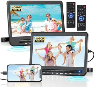 10.5" Dual Headrest DVD Player for Kids, DVD Player for Car with HDMI Input, Car DVD Player Dual Screen AV Out, Portable DVD Player Support USB/CD/DVD, Mounting Brackets and Straps